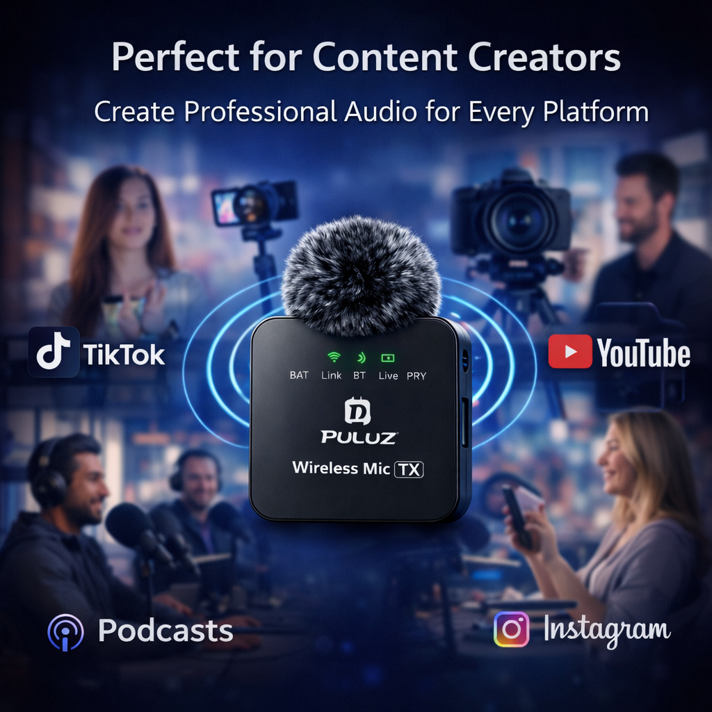 Wireless lavalier microphone for content creators with clear audio for TikTok, YouTube and social media recording